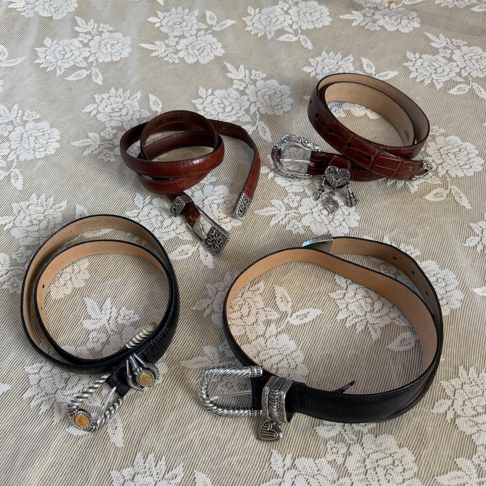 Vintage Brighton Leather Belt Lot – 3 Large + 1 XL